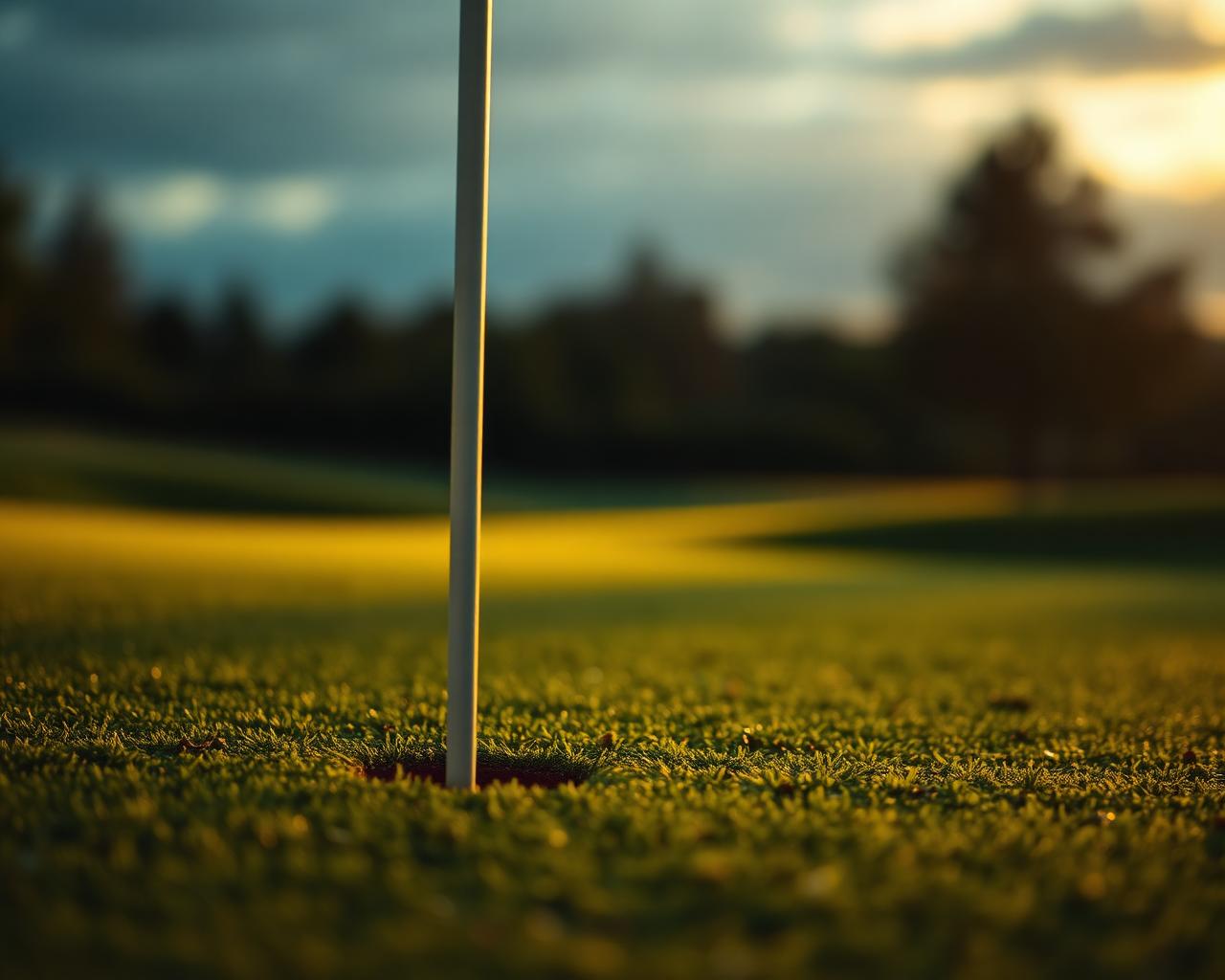 Golf flag at twilight